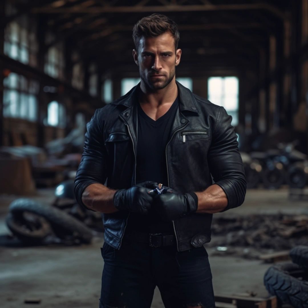 Handsome leather-wearing man