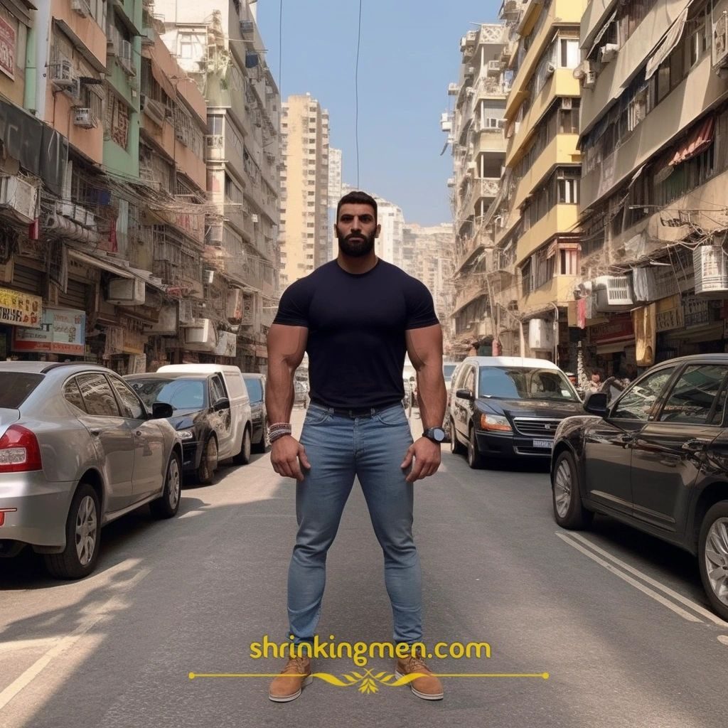 Muscular Turkish man in street