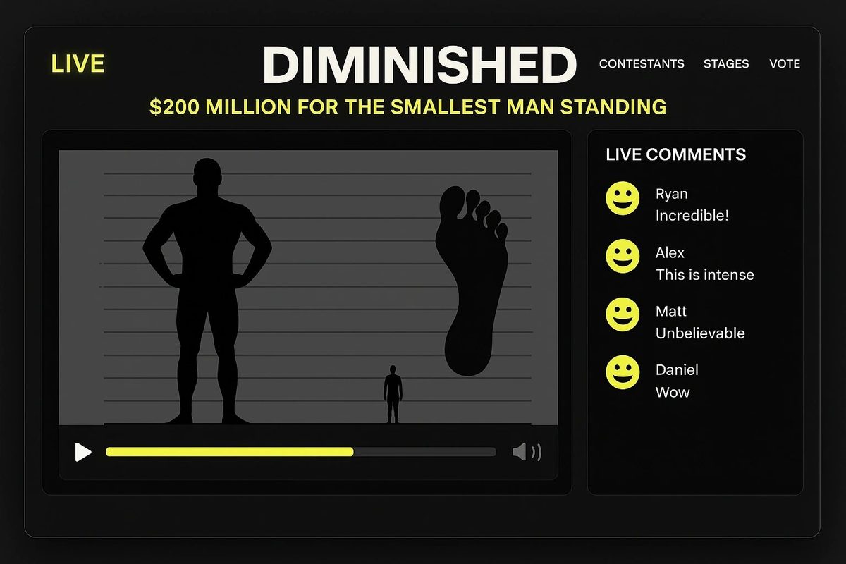 Mock-up of the Diminished live stream: $200 million for the smallest man standing