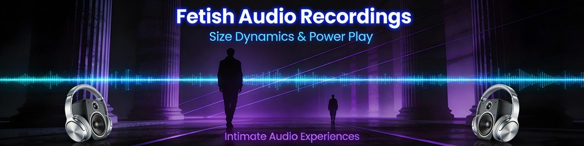 Banner for Fetish Audio Recordings: size dynamics and power play, with headphones