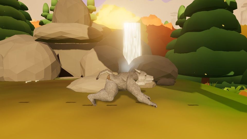Land of Size: Ragnar: Play as him: on all fours across the clearing at his den